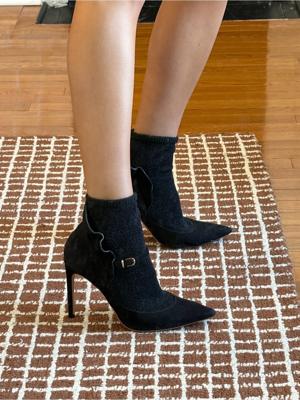 Sophia Webster Black Pointed-Toe Sock Ankle Boots